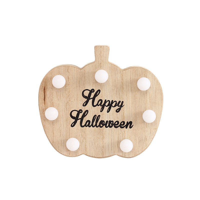 Halloween Scary Pumpkin Wooden Decoration Warm Lights Night Lights