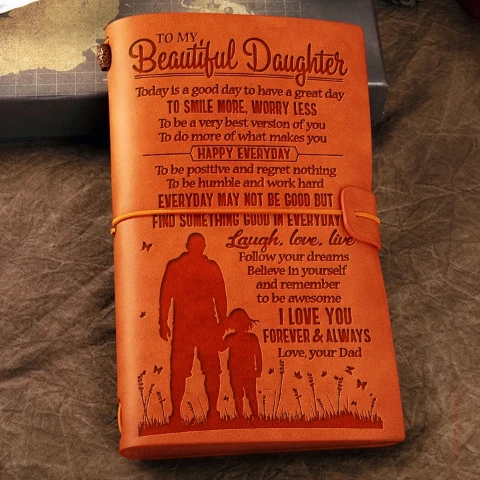 Dad To Beautiful Daughter - SMILE MORE, WORRY LESS  - Vintage Journal