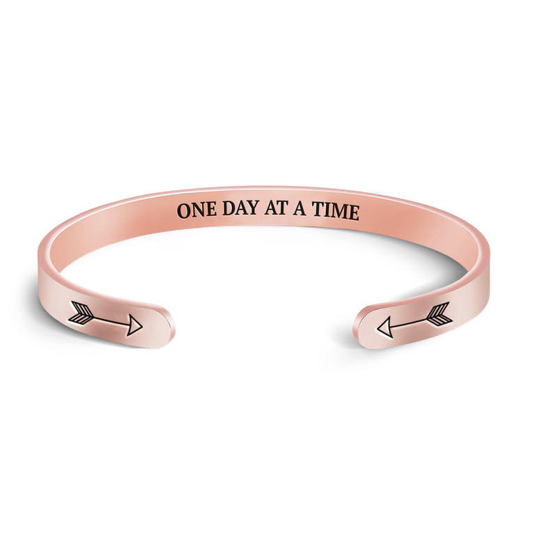 One day at a time bracelet with rose gold plating