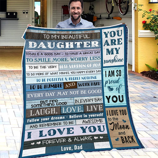 50% OFF Best Gift-Dad To Daughter - Smile More, Worry Less - Blanket