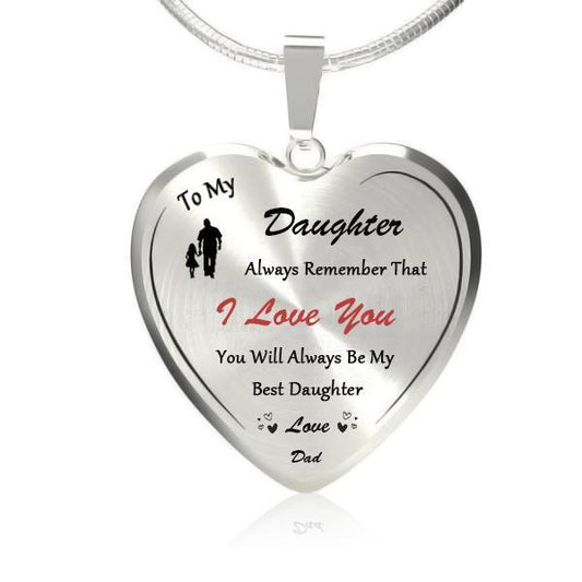 To My Best Daughter (Love Dad) Heart Necklace