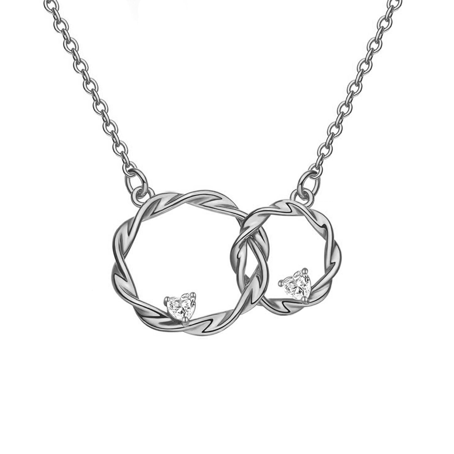 Mom To Daughter - Sterling Silver Infinity Two Circles Necklace