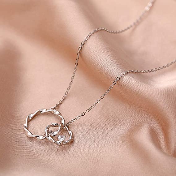 Sister Gifts from Sister - Sterling Silver Infinity Two Circles Necklace for Sisters