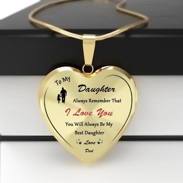 To My Best Daughter (Love Dad) Heart Necklace