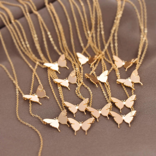 18K Gold Plated Butterfly Pendant Name Necklaces