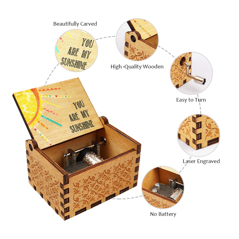 You are My Sunshine Wood Music Box for Wife/Daughter/Son -Music Box