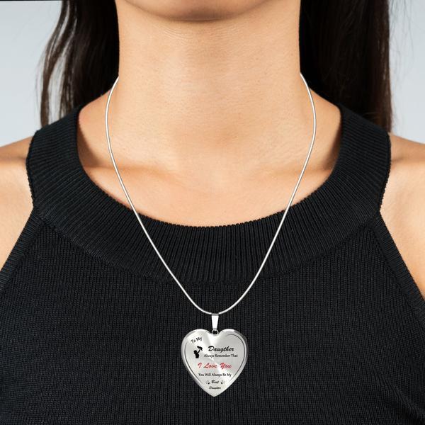 To My Best Daughter (Love Mom) Heart Necklace