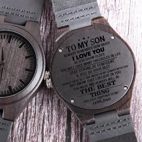 Dad To Son - Always Remember How Much I Love You - Engraved Wooden Watch