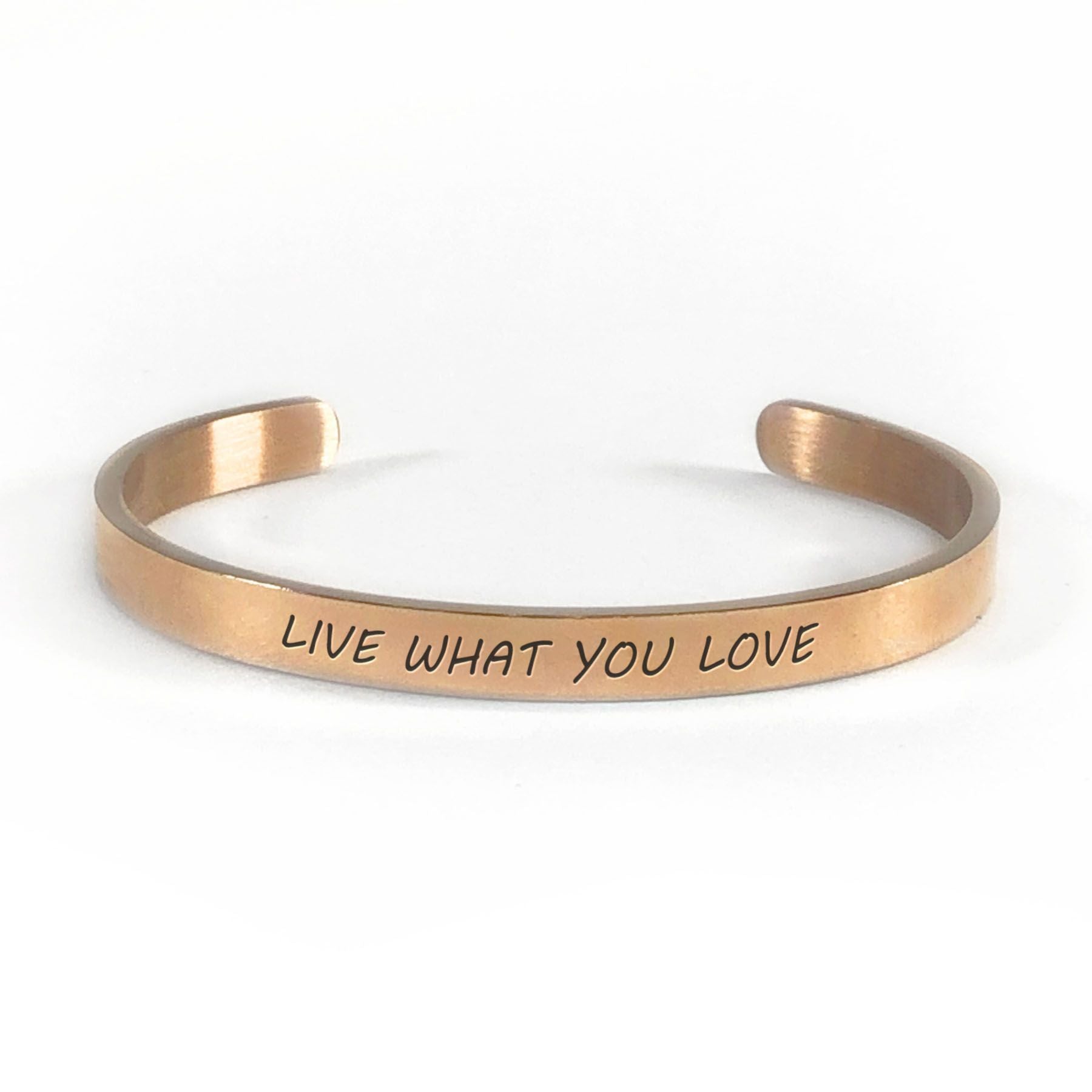 Live what you love bracelet with rose gold plating