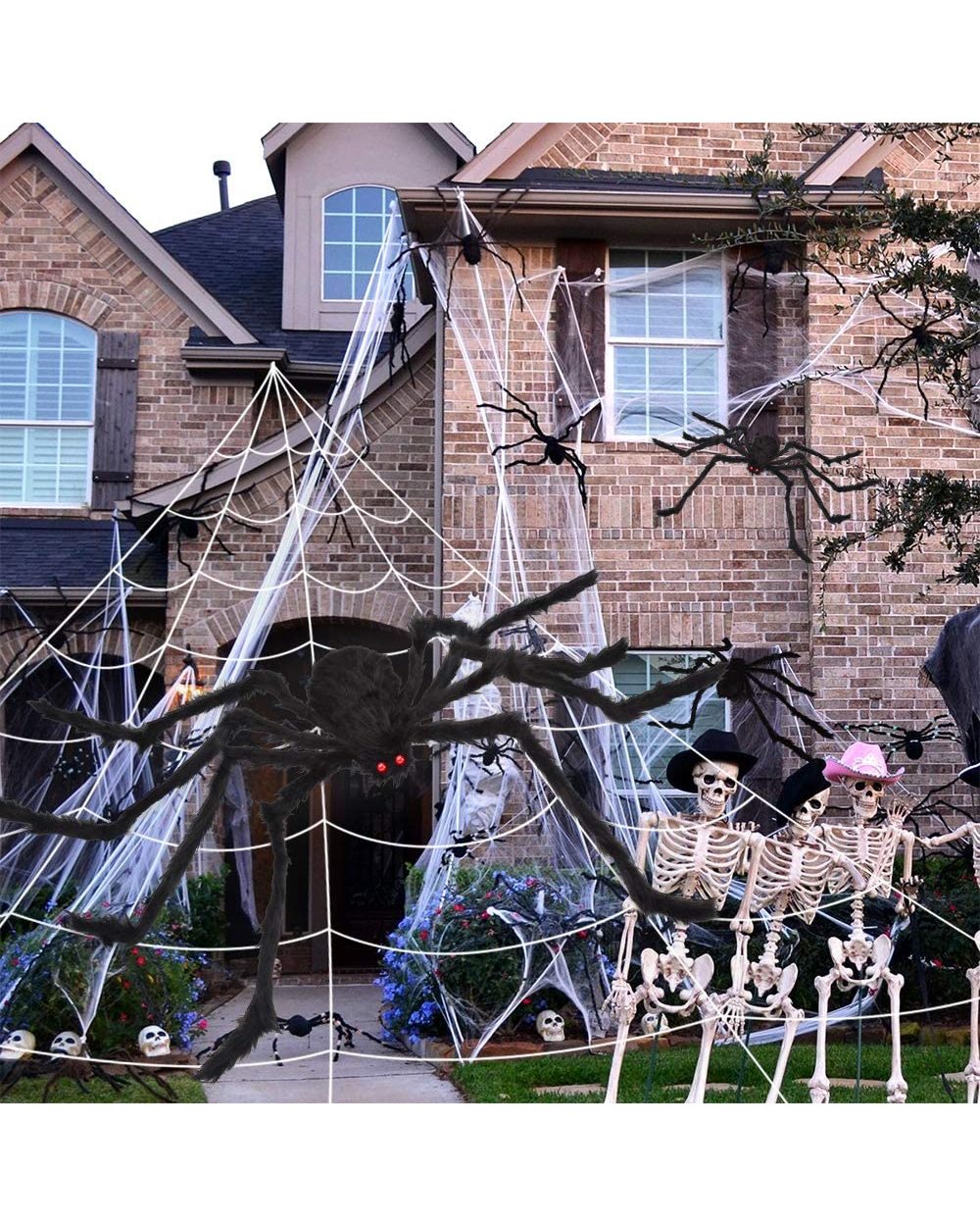 200" Halloween Spider Web + 59" Giant Spider Decorations Fake Spider