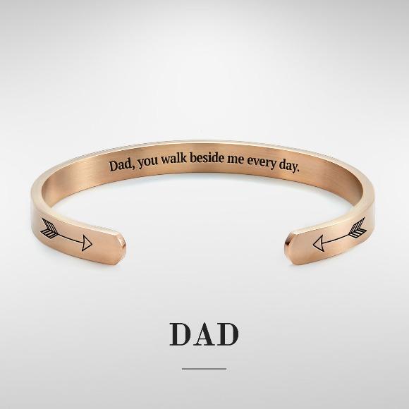 Dad, you walk beside me every day bracelet with rose gold plating