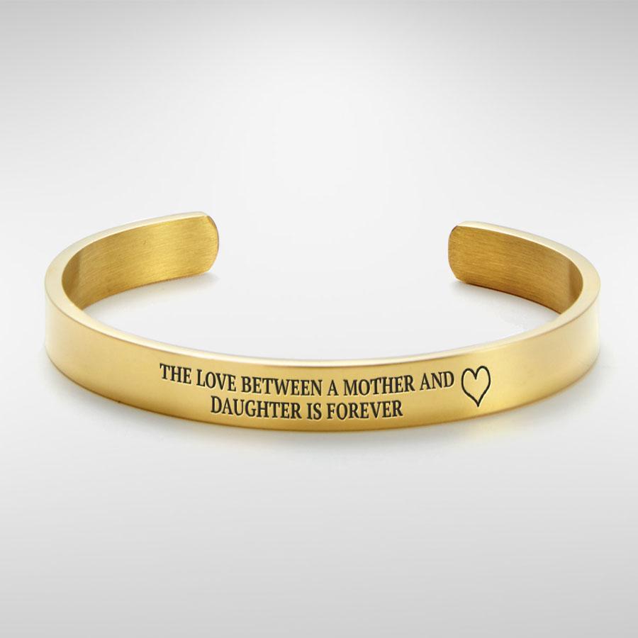 The love between a mother and daughter knows no distance bracelet with gold plating