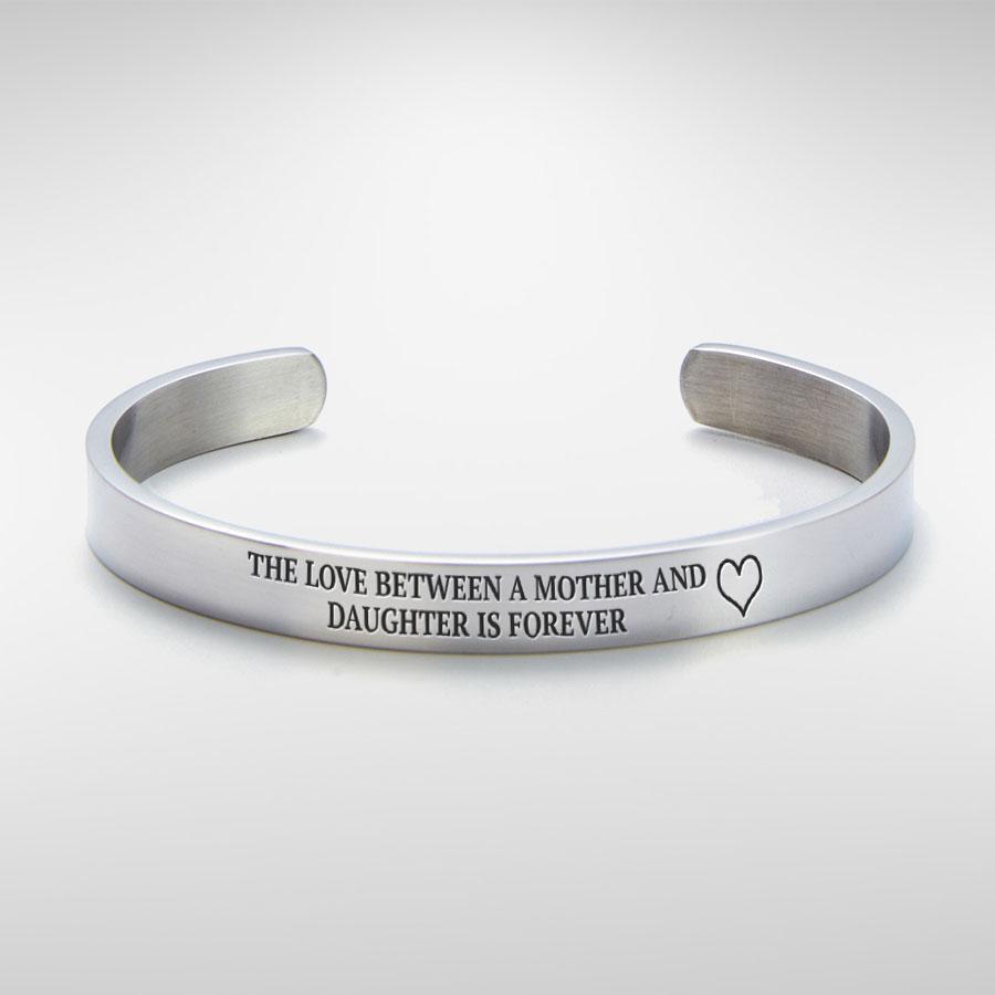 The love between a mother and daughter knows no distance bracelet with silver plating