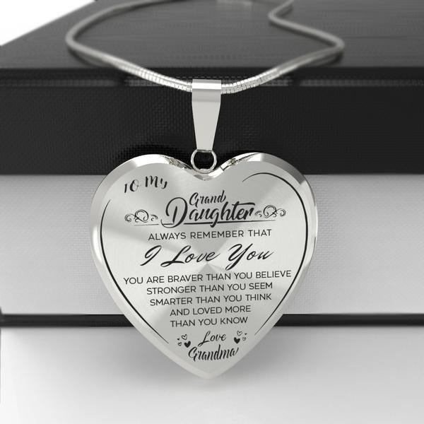To My GrandDaughter (Love Grandma) Heart Necklace