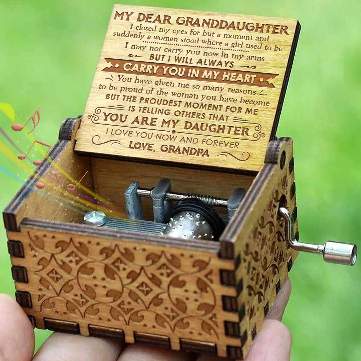 Grandpa to Granddaughter - I LOVE YOU NOW AND FOREVER - Engraved Music Box