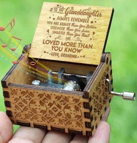 Grandma To Granddaughter ( You Are Loved More Than You Know ) Engraved Music Box