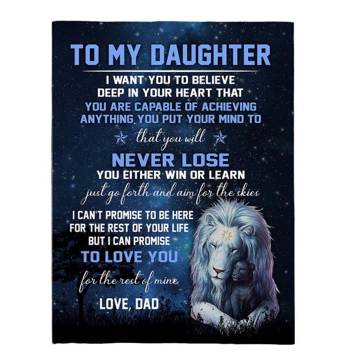 Dad To My Daughter -  Lion Never Lose - Sherpa Fleece Blanket