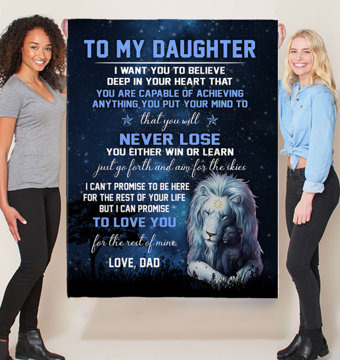 Dad To My Daughter -  Lion Never Lose - Sherpa Fleece Blanket