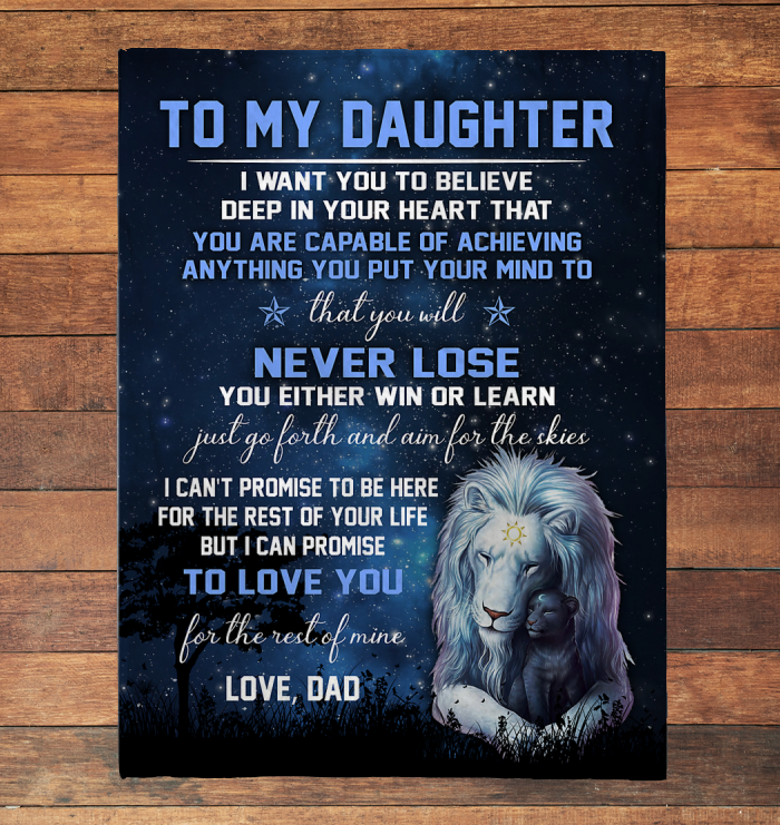 Dad To My Daughter -  Lion Never Lose - Sherpa Fleece Blanket